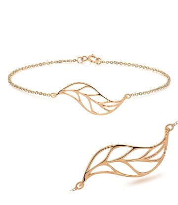 Rose Gold Plated Huge Leaf Silver Bracelet BRS-214-RO-GP